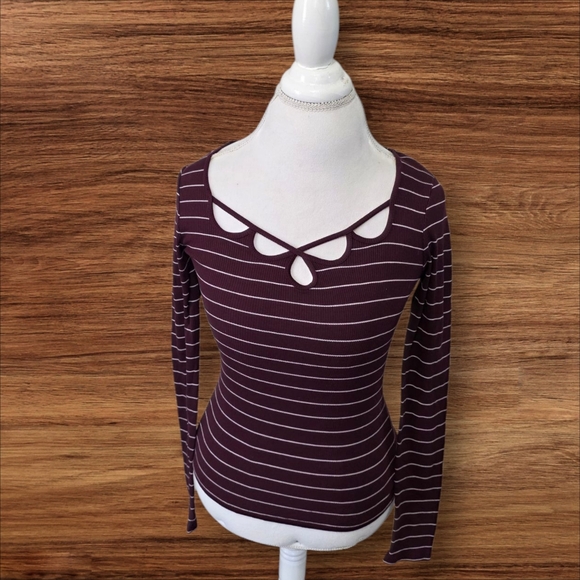 Aeropostale Tops - Aeropostle Women's Striped Purple Long Sleeve Top Sz M